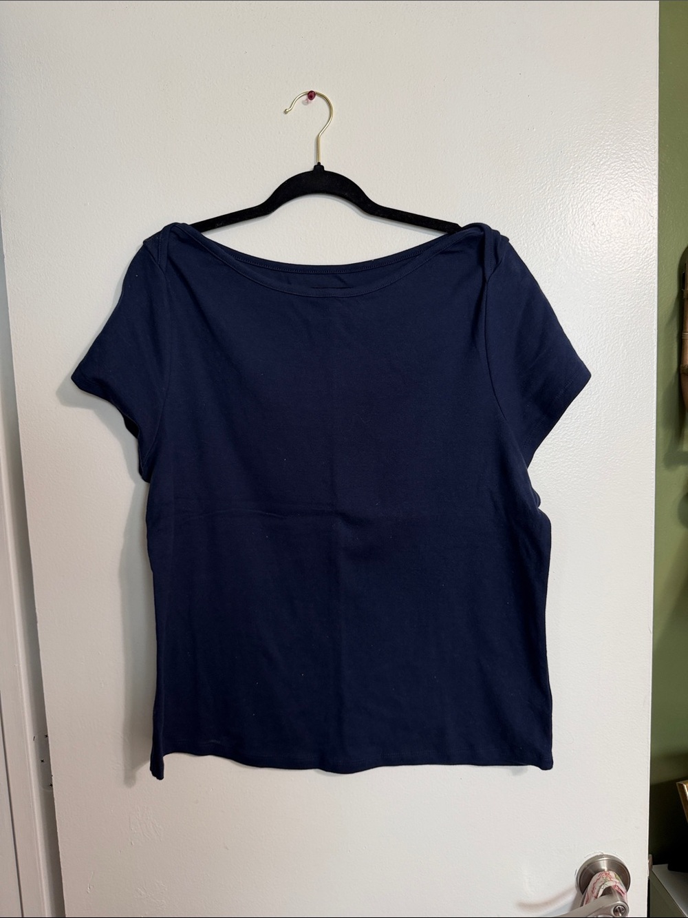 Old Navy Navy Short Sleeve Boatneck Tee